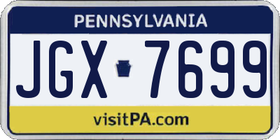 PA license plate JGX7699