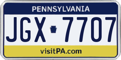 PA license plate JGX7707