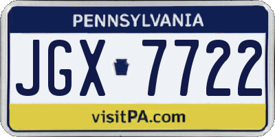 PA license plate JGX7722