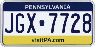 PA license plate JGX7728