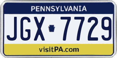 PA license plate JGX7729