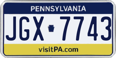 PA license plate JGX7743