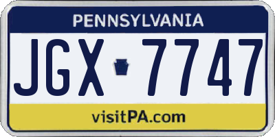 PA license plate JGX7747