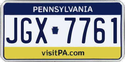PA license plate JGX7761