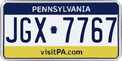 PA license plate JGX7767