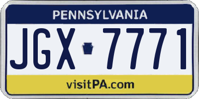 PA license plate JGX7771