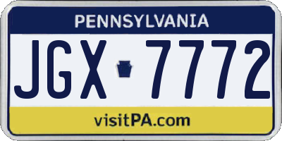 PA license plate JGX7772