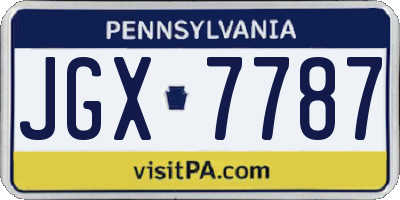 PA license plate JGX7787