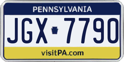 PA license plate JGX7790
