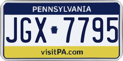 PA license plate JGX7795