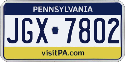 PA license plate JGX7802
