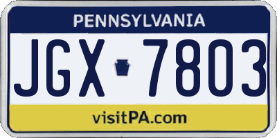 PA license plate JGX7803