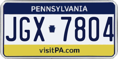 PA license plate JGX7804