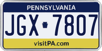 PA license plate JGX7807