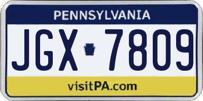 PA license plate JGX7809