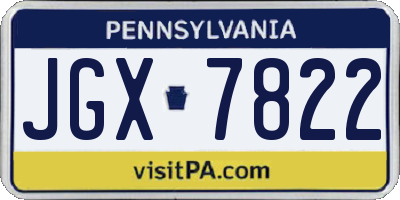 PA license plate JGX7822