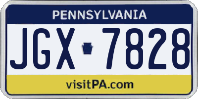 PA license plate JGX7828