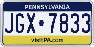 PA license plate JGX7833