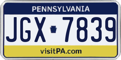 PA license plate JGX7839
