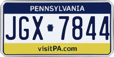 PA license plate JGX7844