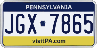 PA license plate JGX7865