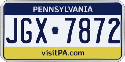 PA license plate JGX7872