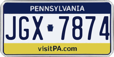 PA license plate JGX7874
