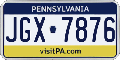 PA license plate JGX7876