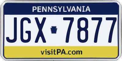 PA license plate JGX7877