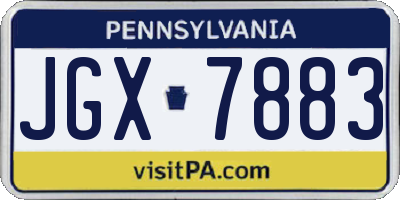 PA license plate JGX7883
