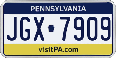 PA license plate JGX7909