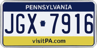 PA license plate JGX7916