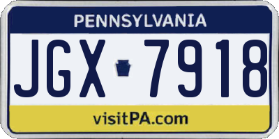 PA license plate JGX7918