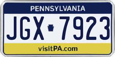 PA license plate JGX7923