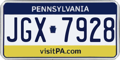 PA license plate JGX7928