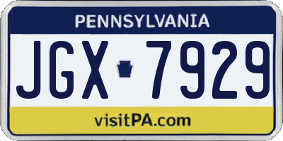 PA license plate JGX7929