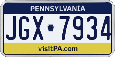 PA license plate JGX7934