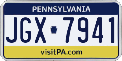 PA license plate JGX7941