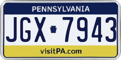 PA license plate JGX7943