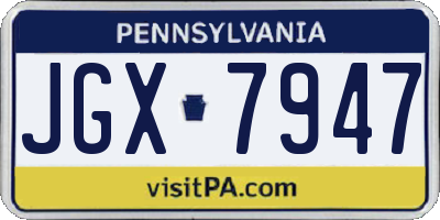 PA license plate JGX7947