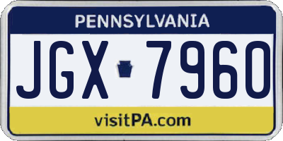 PA license plate JGX7960