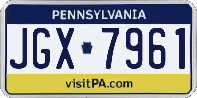 PA license plate JGX7961