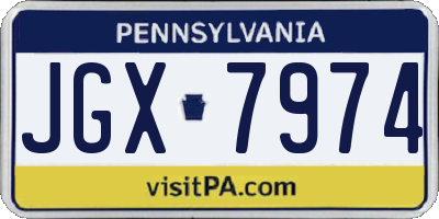 PA license plate JGX7974