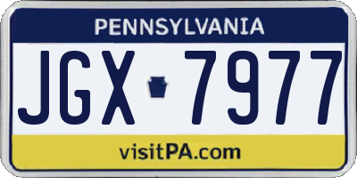 PA license plate JGX7977