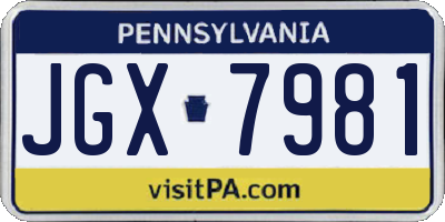 PA license plate JGX7981