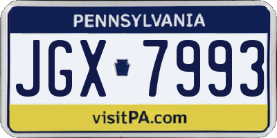 PA license plate JGX7993