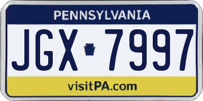 PA license plate JGX7997