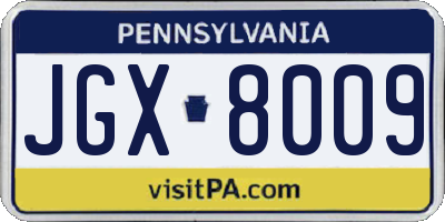 PA license plate JGX8009