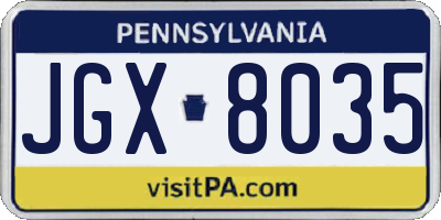 PA license plate JGX8035