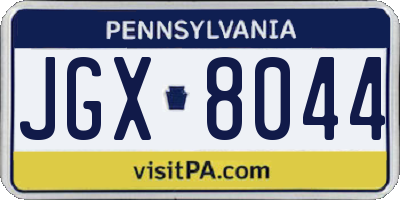 PA license plate JGX8044